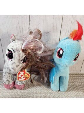 MY LITTLE PONY RAINBOW DASH TY BEANIE BOOS CINNAMON PLUSH PONIES LOT SPOTTED